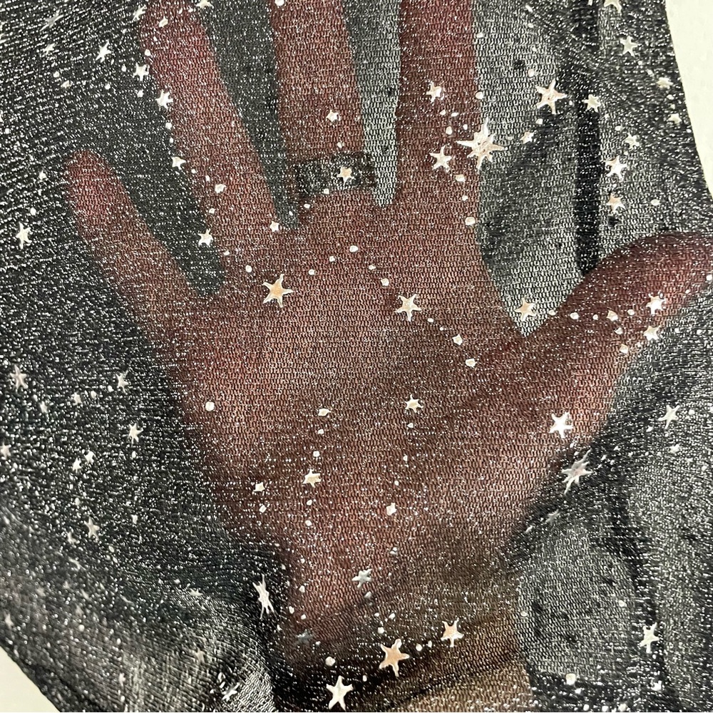 Mangopop Tee Sheer Black Fitted Metallic Stars Whimsigoth Dark Fairy Ethereal XL - Picture 7 of 12